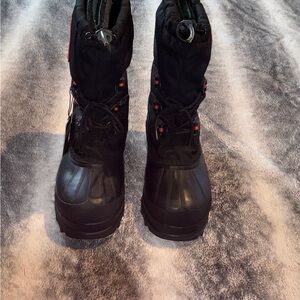 Sorel Black Snow Boots with Red Details